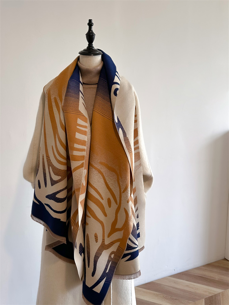 Autumn and Winter I mitation Cashmere Graffiti Wool Scarf Zebra Pattern Long Dual-purpose Air Conditioning Shawl Warm_voghion.com