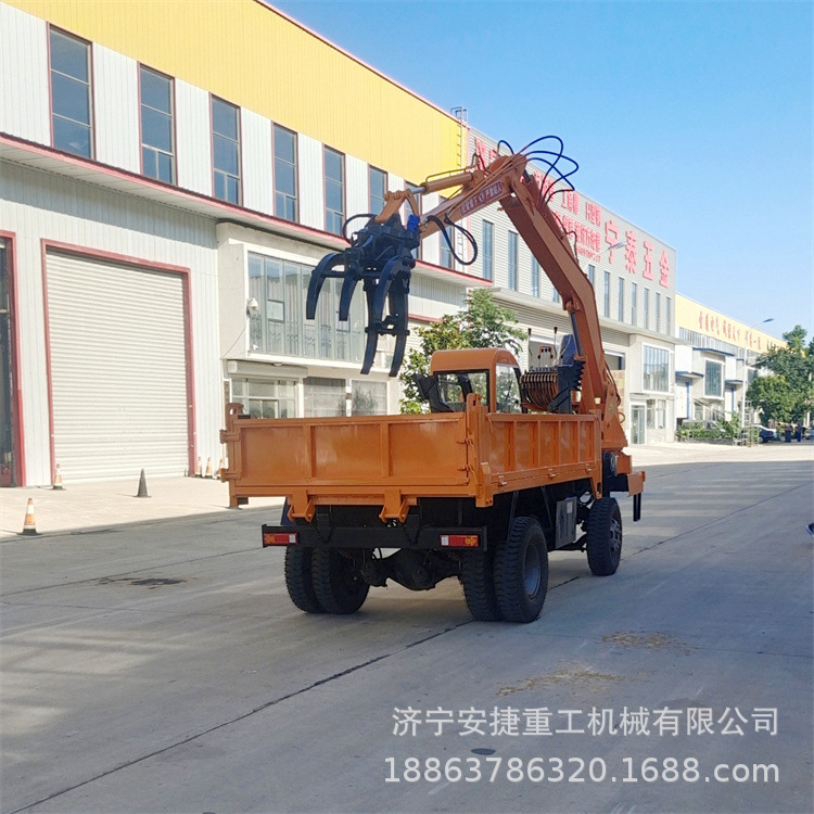 农用四驱四不像随车抓木机 抓甘蔗毛竹旋转机械手 加装吊臂式抓机