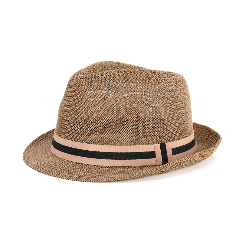 Sombrero verano paja tejido transpirable a prueba de sol estilo coreano pequeño bombín sombrero hombres y mujeres pareja sombrero retro británico a prueba de sol sombrero de jazz