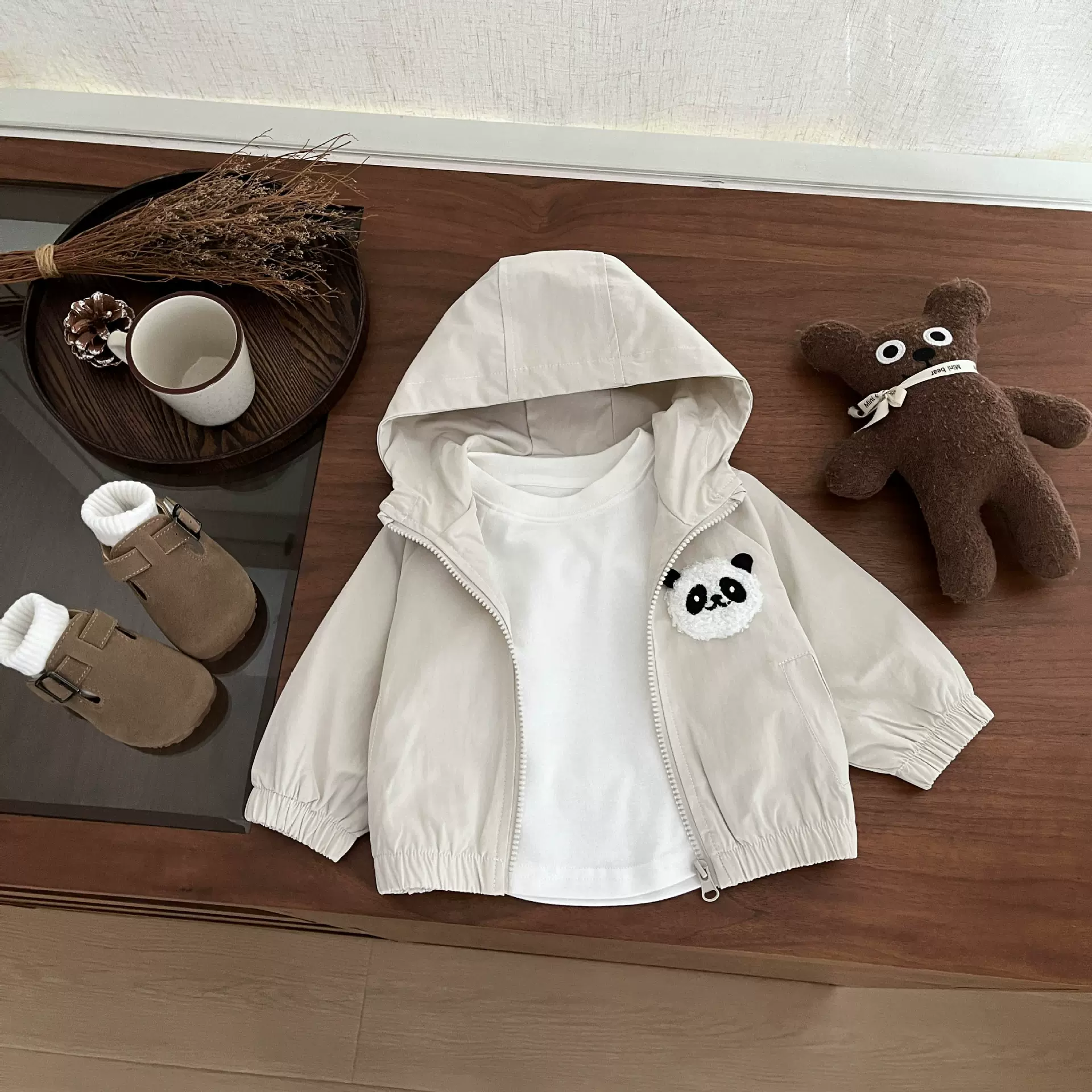 婴儿外套202秋装新款儿童衣服洋气风衣宝宝熊猫连帽夹克时尚上衣