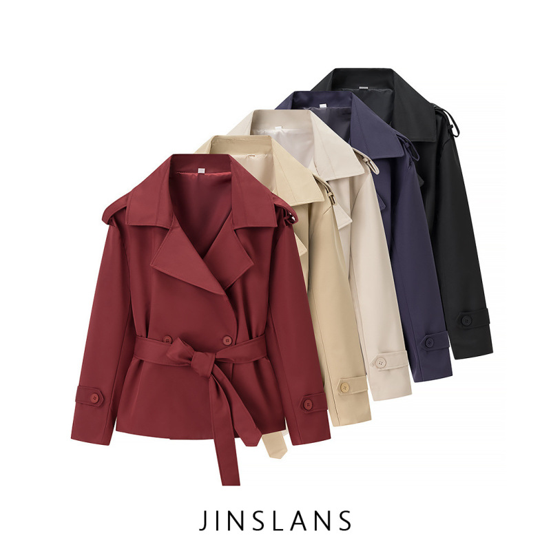 Cross-Border Export Wholesale Za European and American Style Women's New Casual Versatile Daily Pure Color Belt Short Jacket