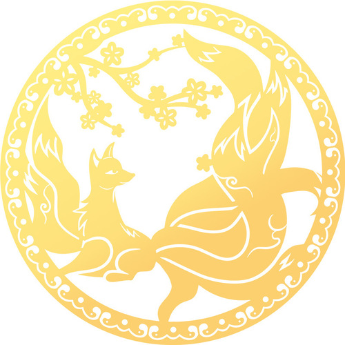 Taoist nine-tailed fox mobile phone sticker metal sticker fox sticker gold foil good luck peach blossom sticker mobile phone case decoration wholesale