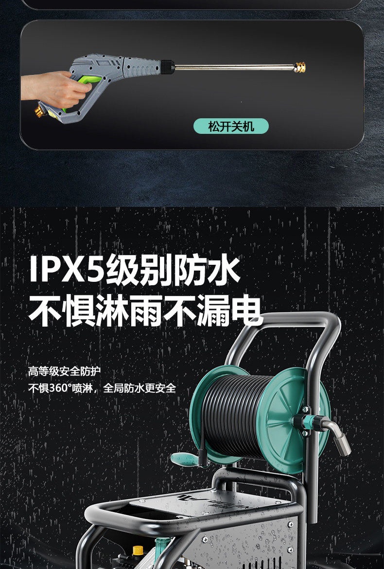 Car Washing Machine High-Pressure Water Gun 220V Commercial High-Power Water Pump Super Powerful Floor Cleaning Household Car Washing Magic Cleaning Machine