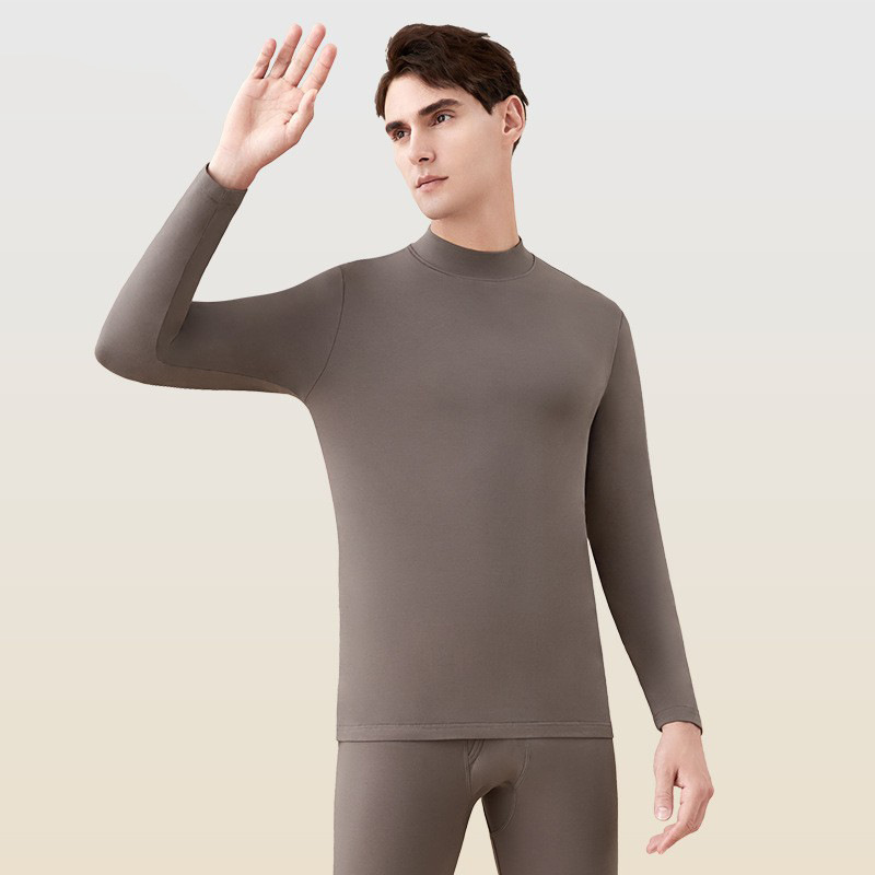 Men's Thermal Underwear Autumn and Winter Pure Cotton Mid-Neck Base Layer Large Size Men's Thin Half-High Collar Autumn Shirt and Pants Set Men's Thermal Underwear Autumn and Winter Pure Cotton Mid-Neck Base Layer Large Size Men's Thin Half-High Collar Autumn Shirt and Pants Set