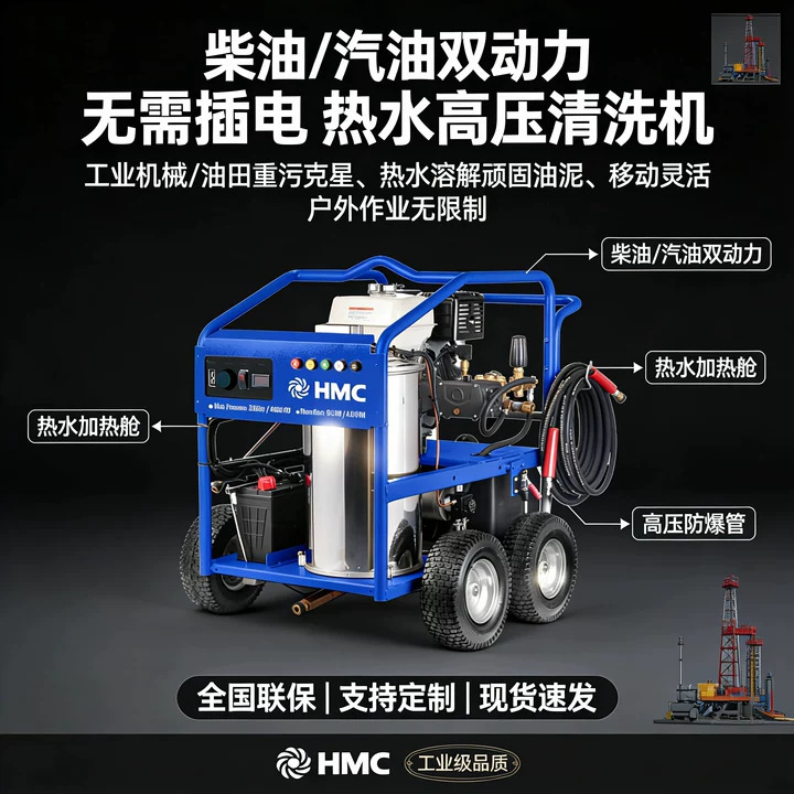 Hmc Gasoline and Diesel Powered Hot Water High-Pressure Cleaning Machine, Industrial-Grade Engineering Vehicle, Oilfield Cleaning Equipment Refurbishment
