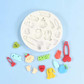 Baby婴儿用品翻糖硅胶模具  发夹奶瓶滴胶装饰磨具 趴睡宝宝模具