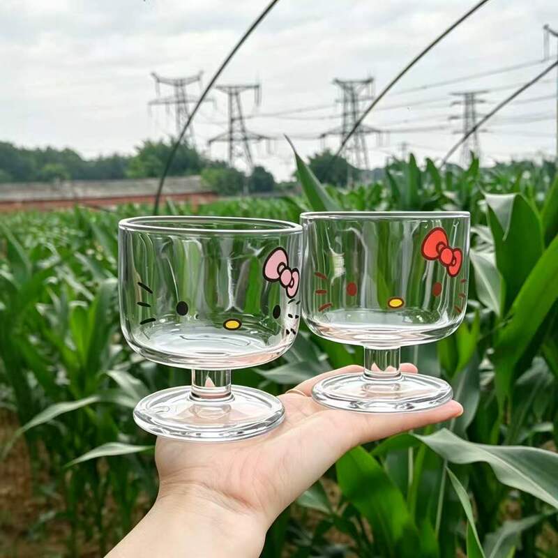 Cute Ins-Style Sanrio Cartoon Glass Cup for Breakfast Milk or Coffee, High Aesthetic Value, Girly and Trendy