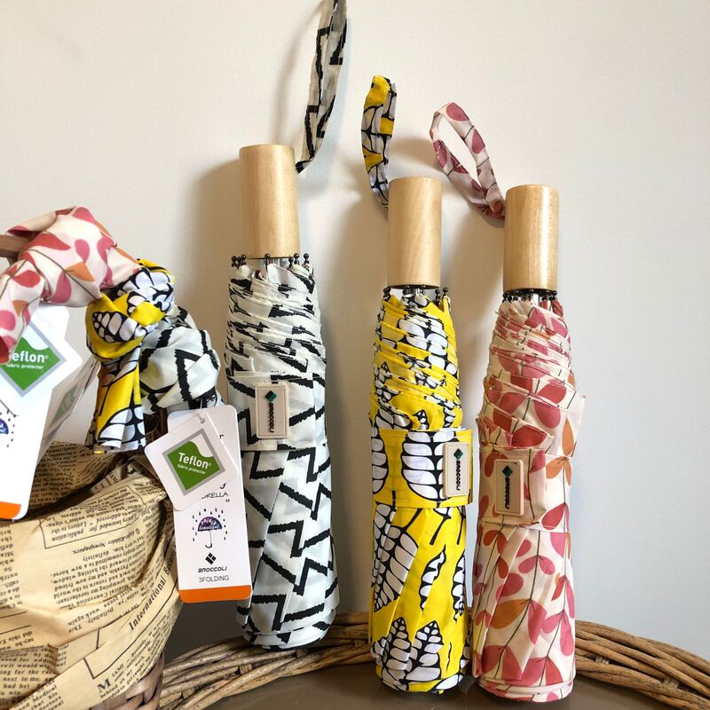 Ultra Light Wooden Handle Three-fold Umbrella Anti-rust Folding Umbrella Sunscreen Five-fold Umbrella Korean Creative Automatic Umbrella for Women