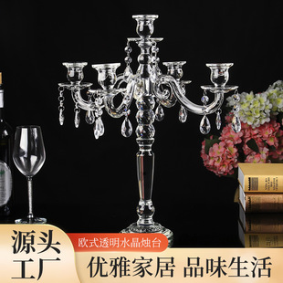 Cross-Border Five-Headed Crystal Candlestick Wedding Decorations Housewarming Gifts Crystal Gift Ornaments Diamond Faceted Wholesale