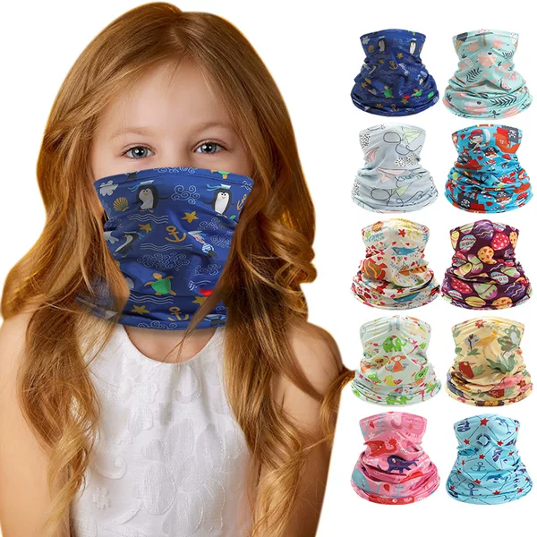 Summer Ice Silk children's scarf outdoor sports digital printing cartoon riding sun mask multi-functional magic scarf