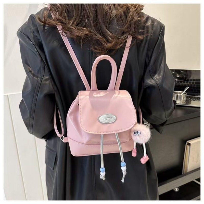新しいレトロファッションソリッドカラーコントラストカラーバックパックレディースバッグ秋と冬のスタイルカジュアルトレンディシンプルな旅行小さなバックパック|undefined