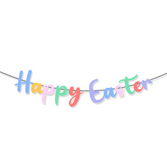 跨境復活節主題派對裝飾HAPPY EASTER連體字母拉旗拉花批發定製