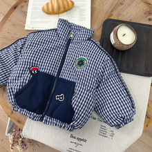 【现货】男童夹棉童外套2025秋冬新款卡通格子小童外套QW256336