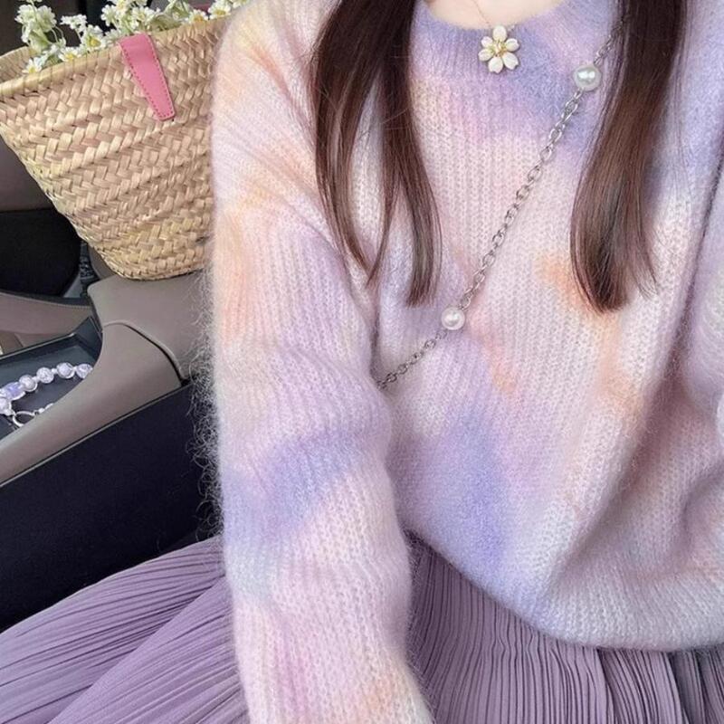 温柔甜美风奶系穿搭长袖毛衣女秋新款高级感马海毛软糯针织上衣|undefined