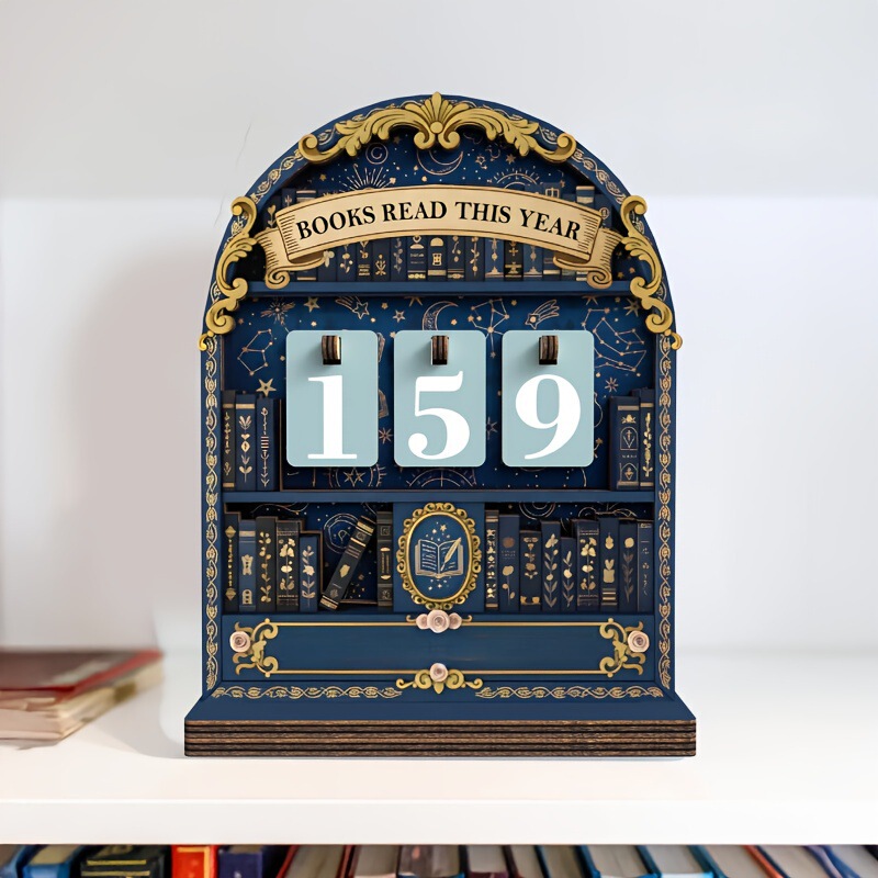 1 Set of Wooden Vintage Book Reading Tracker, This Year's Reading Tracker Can Track up to 999 Books