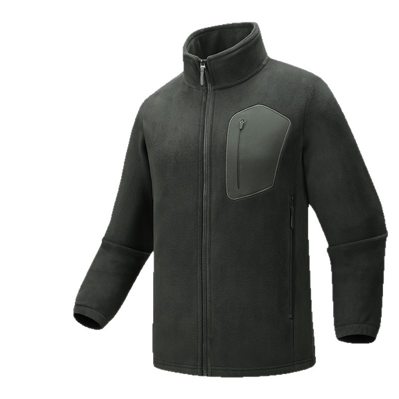Shake-off chaqueta de cuello vertical hombre otoño invierno doble cara chaqueta interior de terciopelo cálido hombre cardigán camiseta de deporte ropa superior