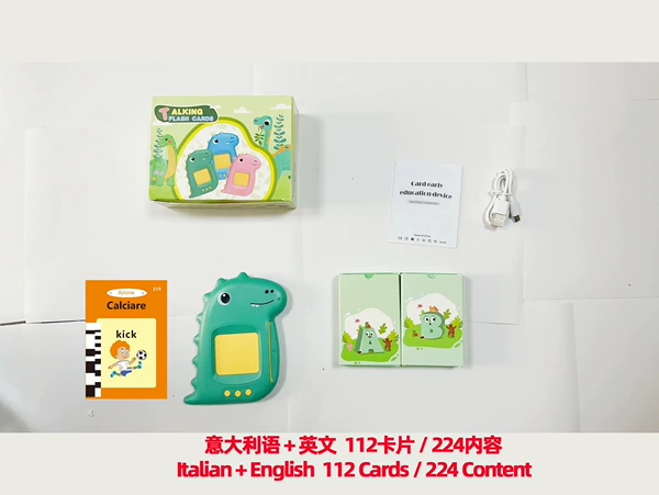 Dinosaur, green cards, Italy, English