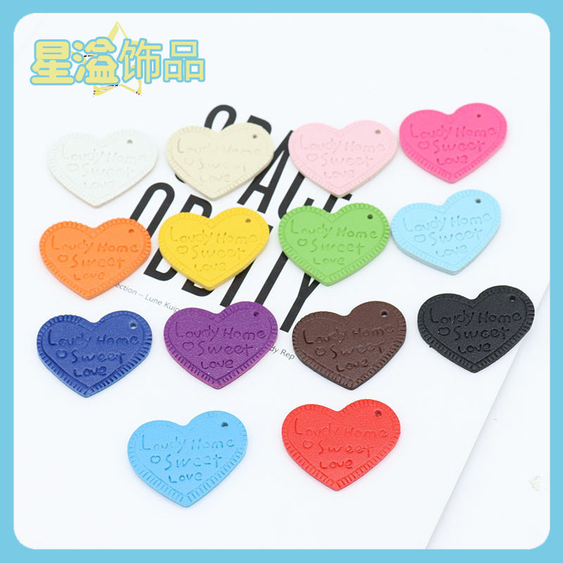 Colorful leather Korean style with hole English letter "Sweet Love" keychain pendant decorative material accessories