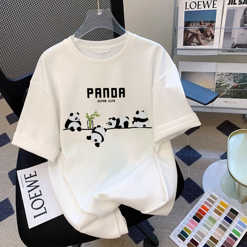 Panda Short-sleeved Women's Shoulder T-shirt Loose Top Women's Summer New Original Design Sense Ins Korean-style All-match Half-sleeve