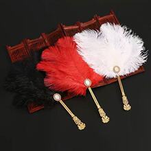 驼鸟毛扇子古风汉服仙器网红新款华丽羽毛装饰扇旗袍走秀舞蹈扇