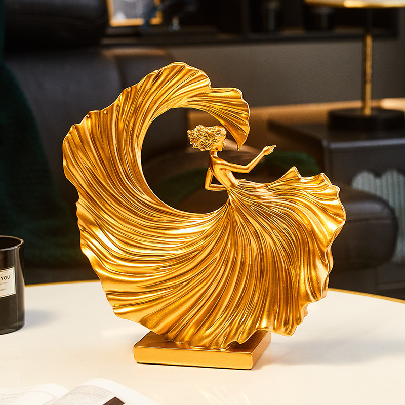Modern Simple Golden Dancer Art Decoration Resin High-end Living Room Office Wine Cabinet Porch TV Cabinet Decoration