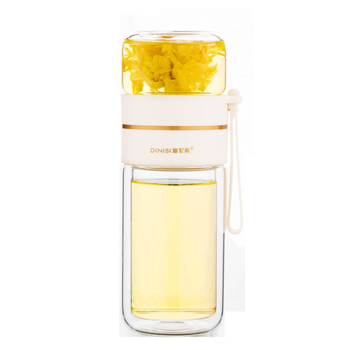 Tea water separation cup, portable high-looking cup, cute heat-resistant tea cup, ins style heat-resistant double-layer glass cup