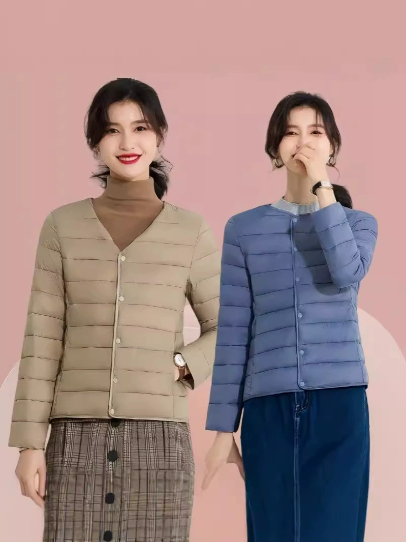 Lightweight Short Down Jacket with Liner - Slim Fit, Round Collar, Warm Inner Layer for chilly days