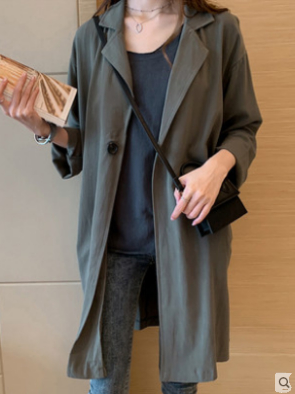 品牌折扣女装专柜提现出口卡其色风衣女式春秋季中长薄外衣优雅优