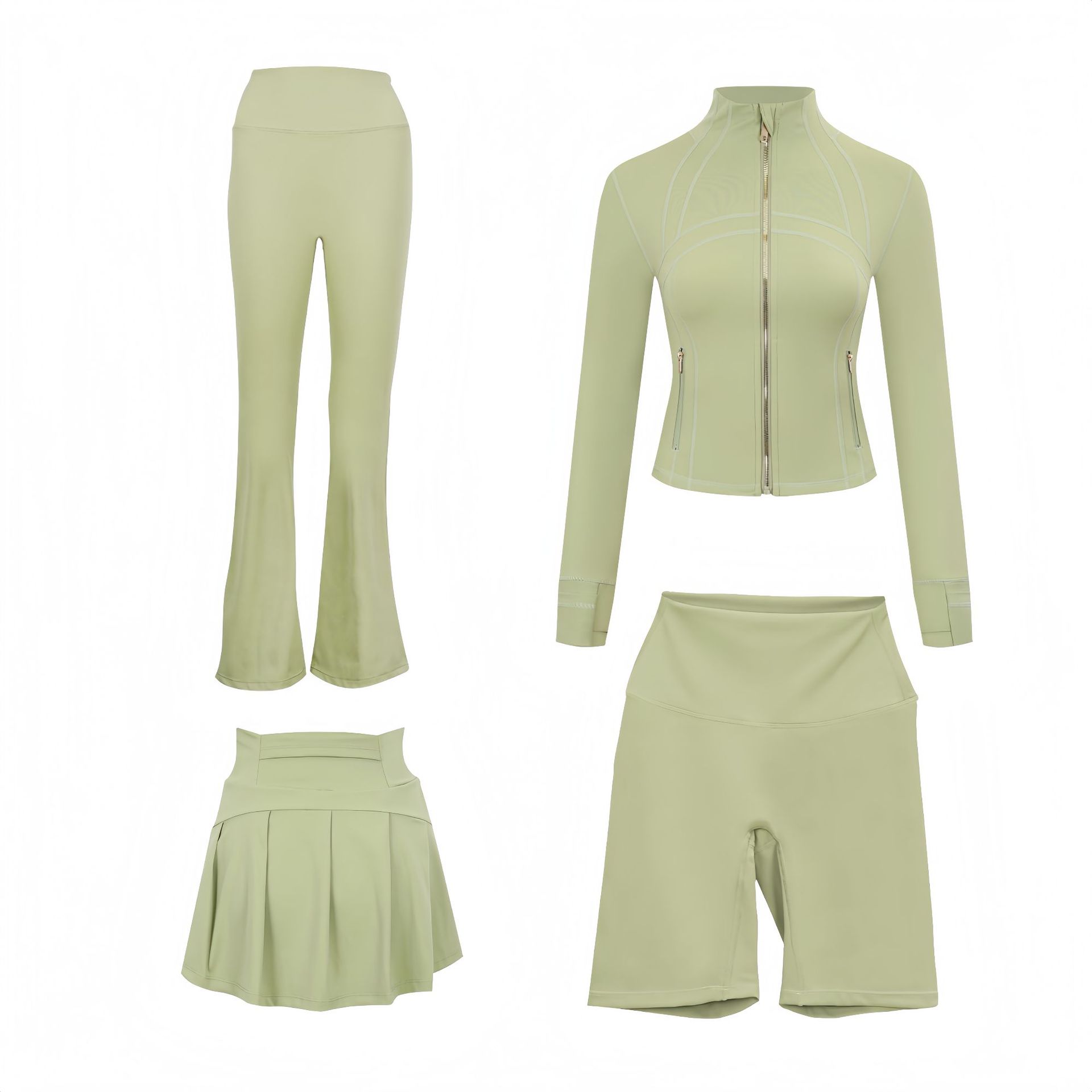 Women's Slim Fit Elastic Active Set With Jacket And Skirt_voghion.com