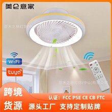 跨境专供110V吸顶卧室餐厅客厅灯ceiling fan三色变光智能风扇灯