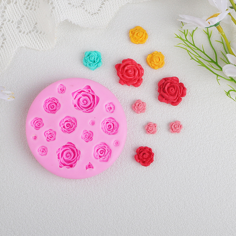 Rosas de hoja de silicona molde de cinta magnética mousse pastel de chocolate aromático decoración accesorios de goteo