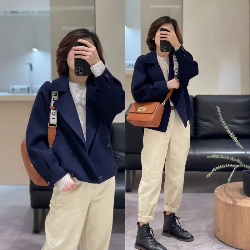 [Clearance 150] Ic Xiaohe 2025 Autumn/Winter New Short Simple Turn-Down Collar Double-Sided Woolen Coat for Petite Sizes