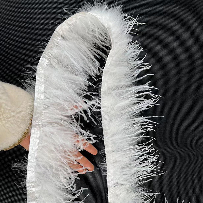 추천 화이트 (칠면조 깃털 + 타조 깃털 천 벨트 약 1 m)