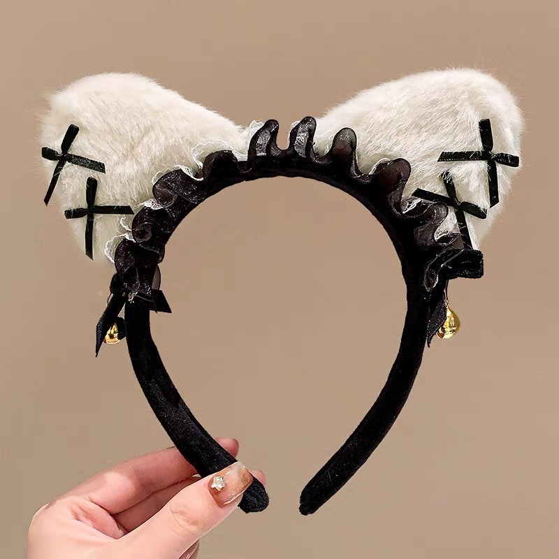 Dos dimensiones Lolita correa de cabello chica gato oreja clip de cabello cómic cosplay Lolita criada correa de cabello