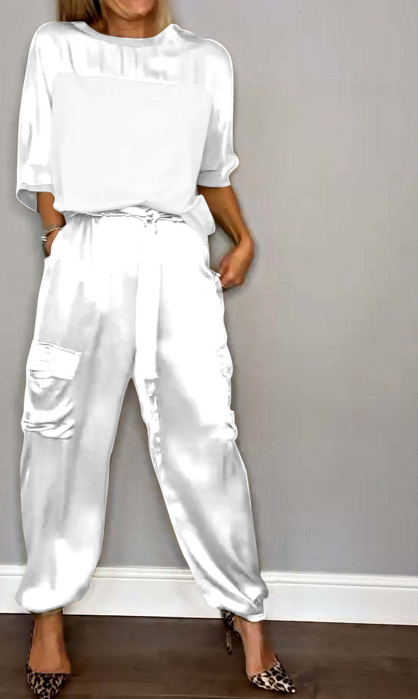 Pant Co-ord Set Sets Type Daily Women's Simple Style Solid Color Polyester Pant Co-ord Set Pants Sets