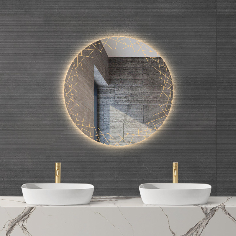 Espejo inteligente redondo creativo pantalla táctil espejo de baño baño pared led espejo de maquillaje luminoso