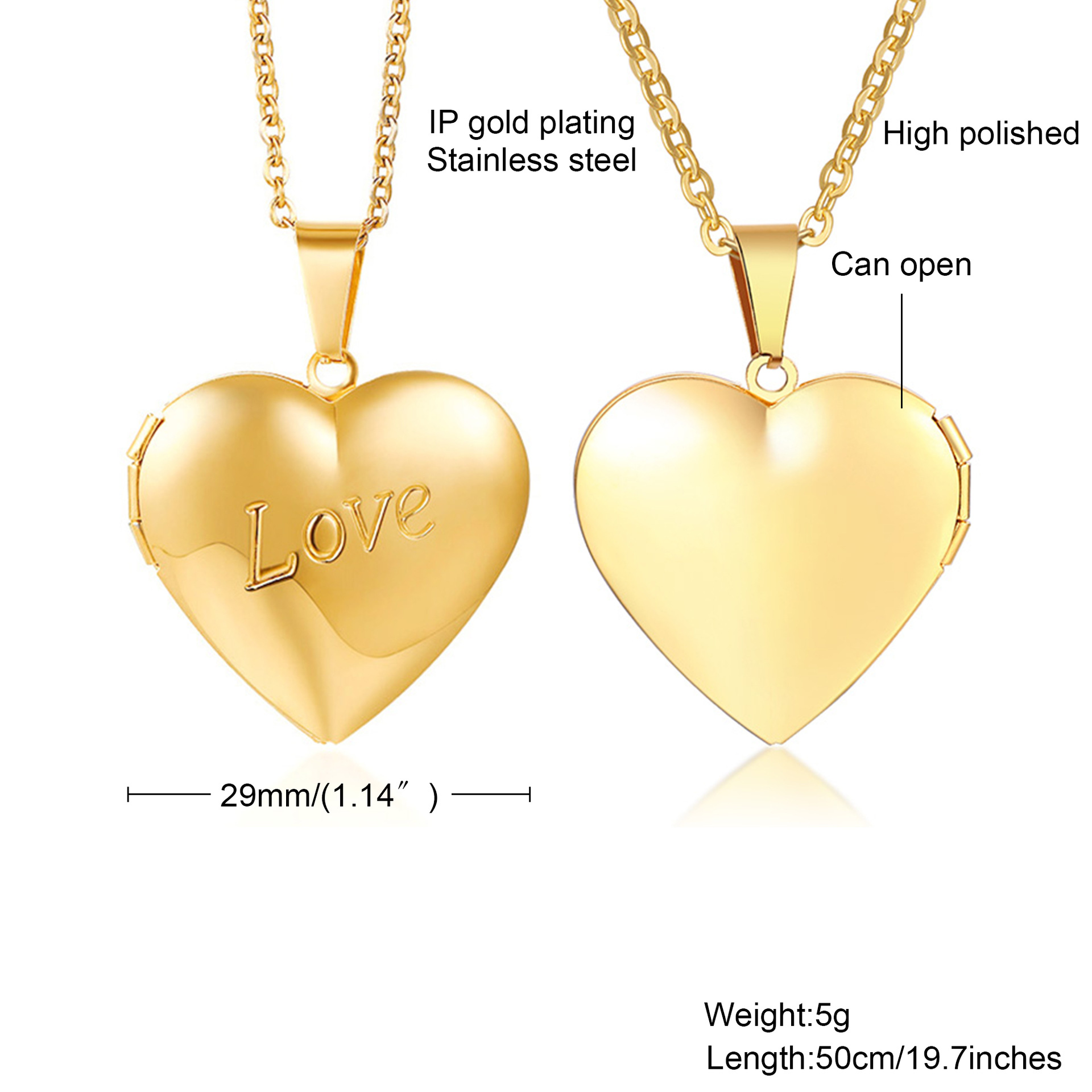 6g Weight 0.03µm Gold Plating Thickness Electroplated Gold Plating Process 18K Real Gold Plated Plating Material 201 Stainless Steel Pendant Material Necklace Classification 201 Stainless Steel Chain Material Paperclip Chain, cable chain Chain Type 1 Piece Quantity Daily Occasion 201 Stainless Steel Material Heart Shape Pattern Women's Gender Simple Style Style Inlay Craft Wholesale Jewelry Simple Style Heart Shape 201 Stainless Steel 304 Stainless Steel 316 Stainless Steel Zircon Inlay Locket Necklace 3