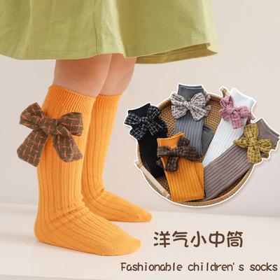 girl Socks wholesale Korean Edition children Medium hose bow baby princess Socks spring and autumn baby Stockings