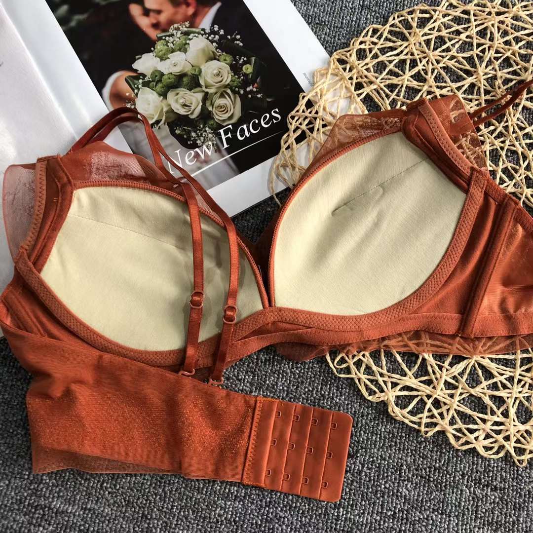 Sujetador de encaje hueco cintura ajustable que adelgaza el sujetador pequeño pecho empuja hacia arriba la ropa interior cómoda empuja hacia arriba el sujetador sin costuras