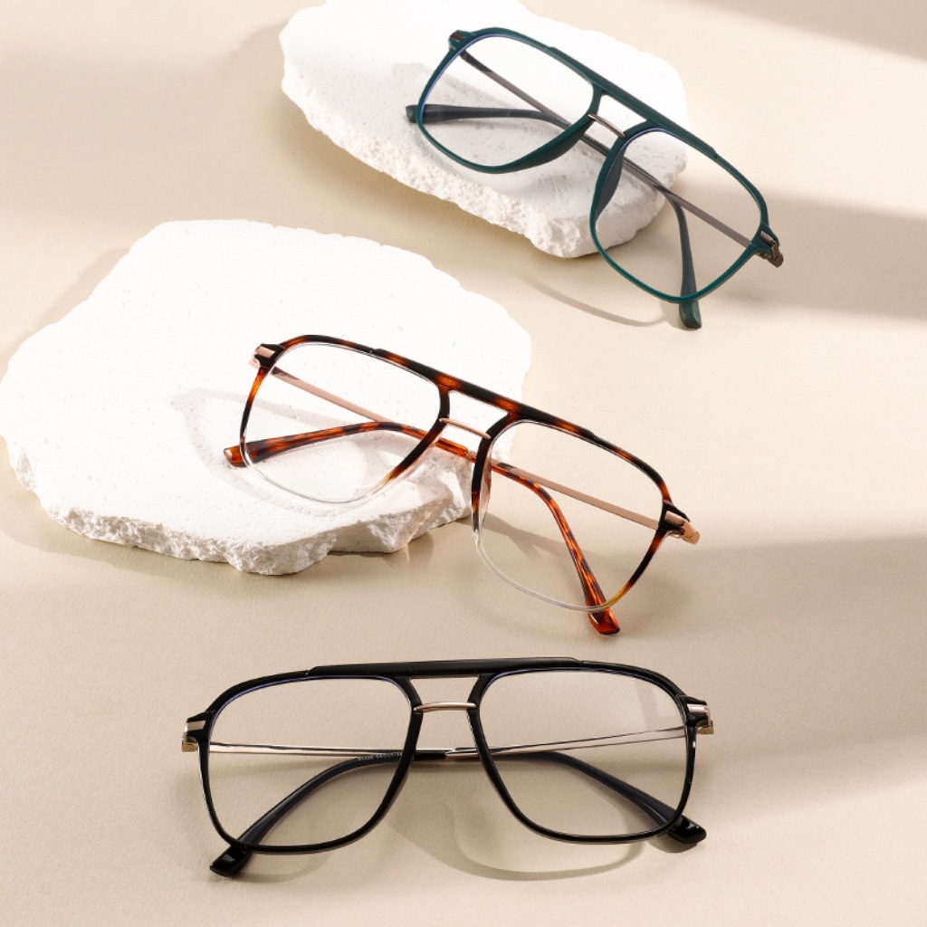 Anti-blue Light Glasses Double-bridge Unisex Stylish Frames_voghion.com
