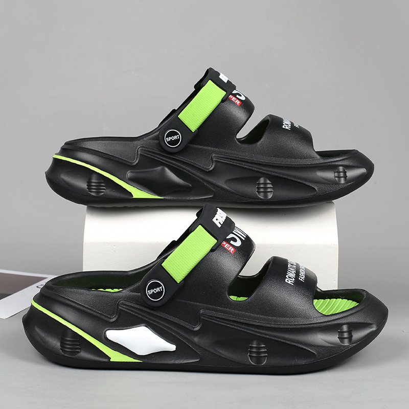 Pareja de dos zapatillas frías con suela gruesa, moda para hombres y mujeres, nuevas zapatillas de playa con suela suave en stock