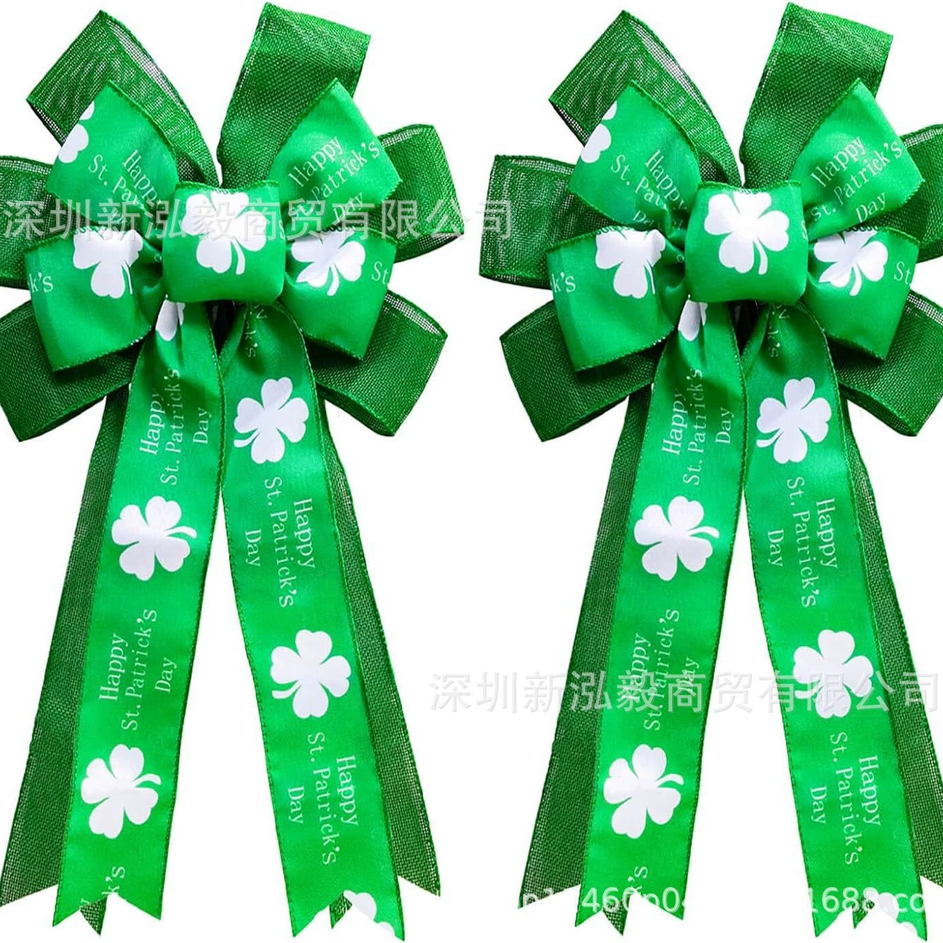 Ирландский лук День Святого Патрика Гирлянда лук большой клеверная лента бант украшение