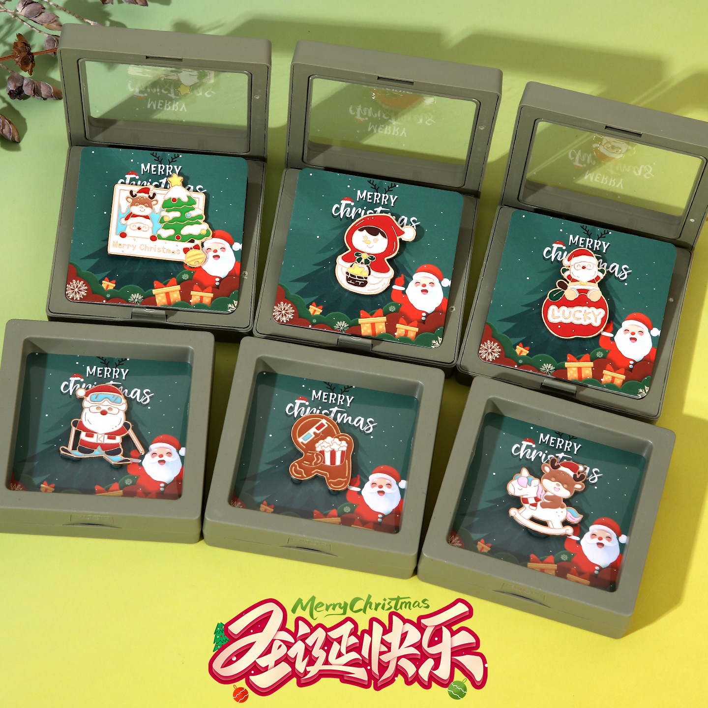 卡通圣诞系列徽章pin可爱滑雪圣诞老人胸针百搭包包装饰品送朋友