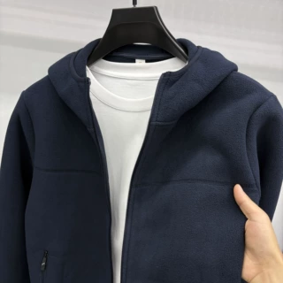 双面奥粒绒连帽外套男士休闲长袖夹克冬季加绒加厚拉链开衫卫衣男