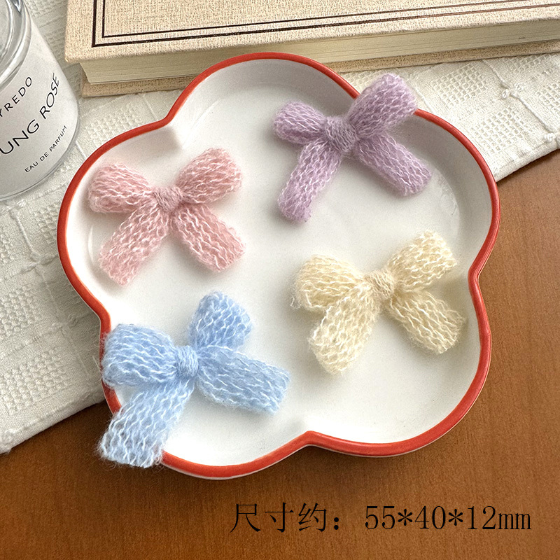 (2개) 니트 봉제 활 액세서리 도파민 헤어 액세서리 양모 땋은 머리핀 모자 의류 신발 및 양말 액세서리