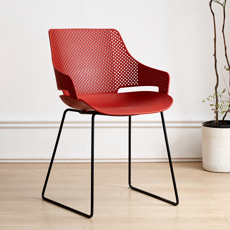 Fuente silla de plástico grueso hogar hierro forjado respaldo de plástico silla de comedor dormitorio tocador silla hueco negociación