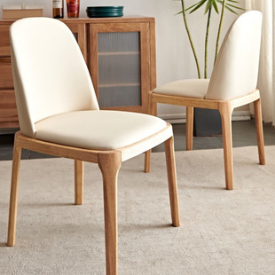 All solid wood dining chairs, simple modern home dining table and chairs, Nordic Italian light luxury soft bag stool, backrest octagonal chair