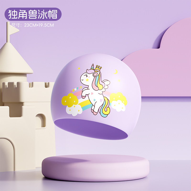 Niños sombreros de natación de dibujos animados de silicona para niños niñas cabello largo impermeable protector de orejas no estrangulación sombreros de natación de silicona equipo de natación