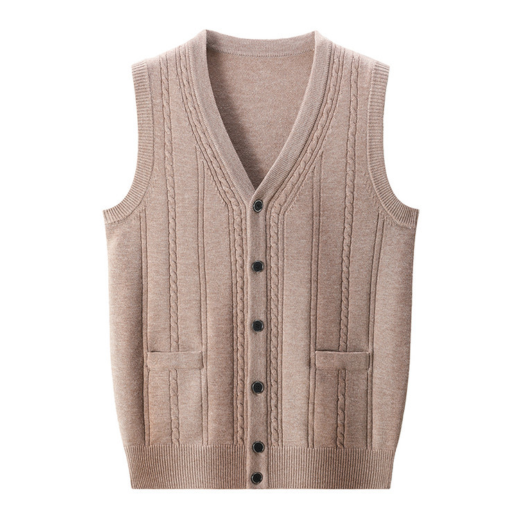 Moda de lana sin mangas de cuello en V chaleco nuevo chaleco de botón único de comercio exterior suéter de punto de hombre