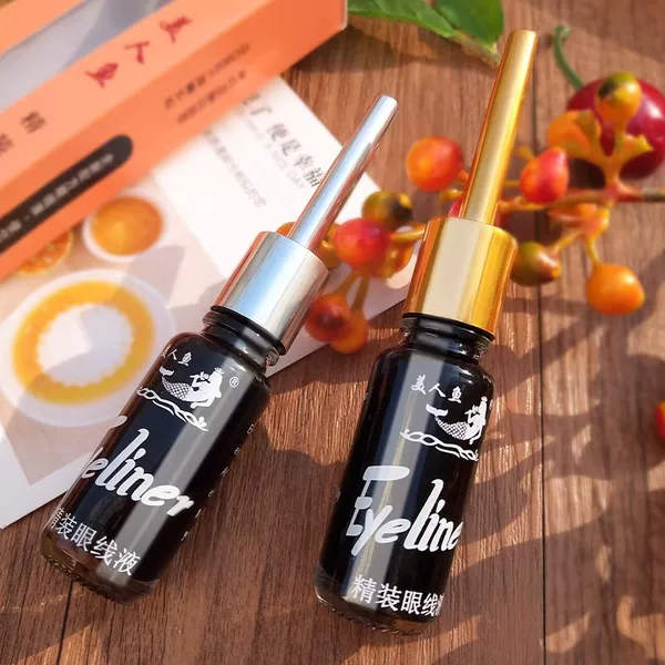 Domestic Makeup Brand, the Well-Established Mermaid Brand, Premium Liquid Eyeliner, Waterproof, Sweat-Proof, Quick-Drying, Long-Lasting, Non-Smudging, Soft Bristles, Hard Tip